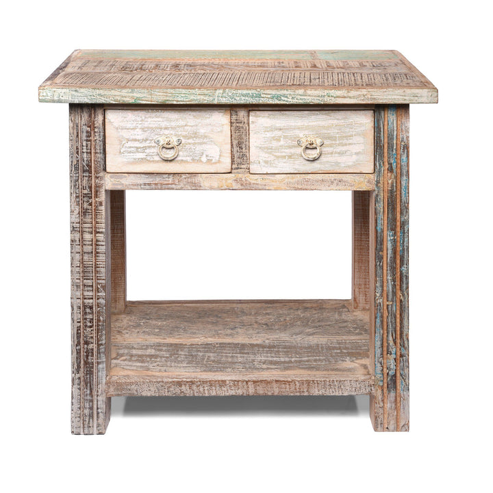 Table Made From Reclaimed Teak With Traces Original Paint | Indigo Antiques