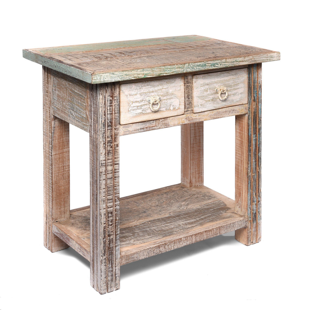 Table Made From Reclaimed Teak With Traces Original Paint | Indigo Antiques