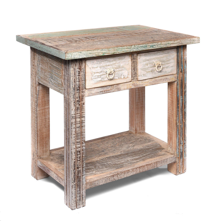 Table Made From Reclaimed Teak With Traces Original Paint | Indigo Antiques