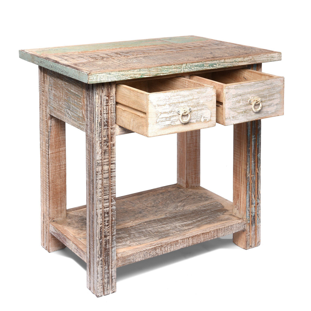 Table Made From Reclaimed Teak With Traces Original Paint | Indigo Antiques