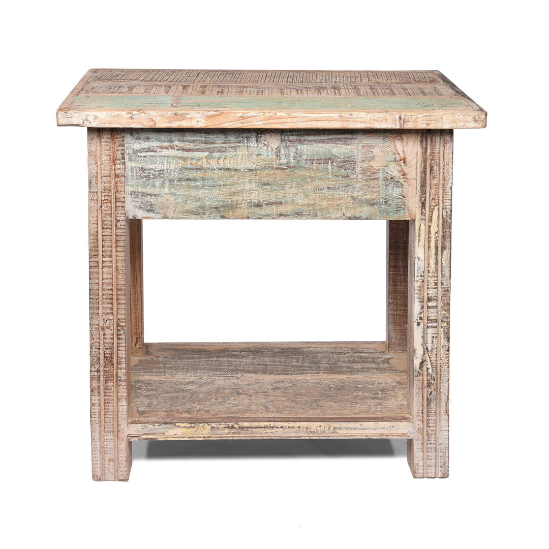 Table Made From Reclaimed Teak With Traces Original Paint | Indigo Antiques