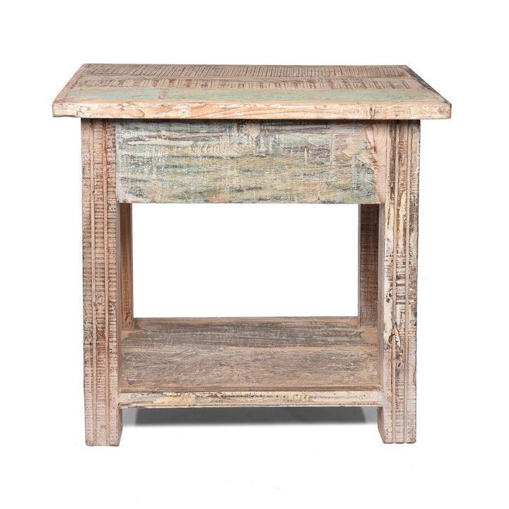 Table Made From Reclaimed Teak With Traces Original Paint | Indigo Antiques