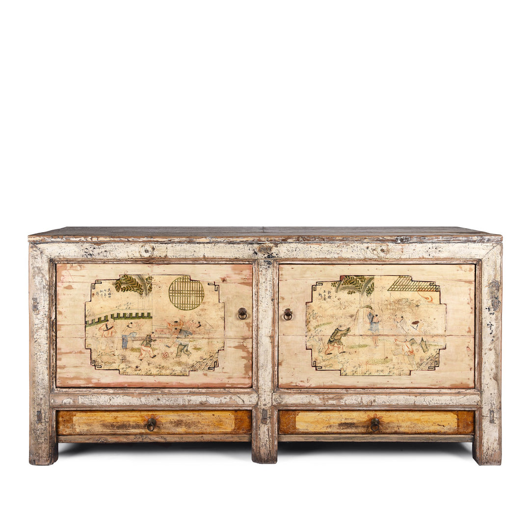 2 Door White Painted Mongolian Sideboard - 19thC | Indigo Antiques
