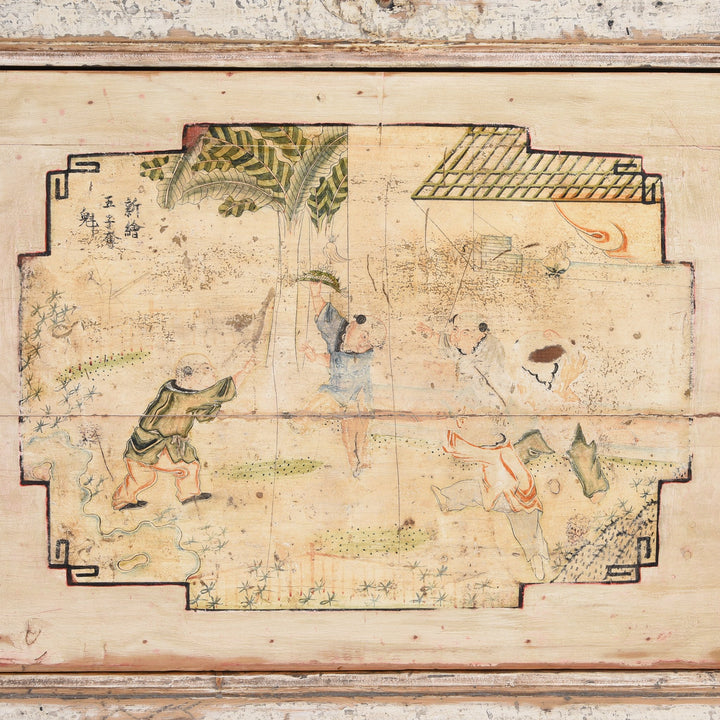 Detail from a 2 Door White Painted Mongolian Sideboard - 19thC | Indigo Antiques