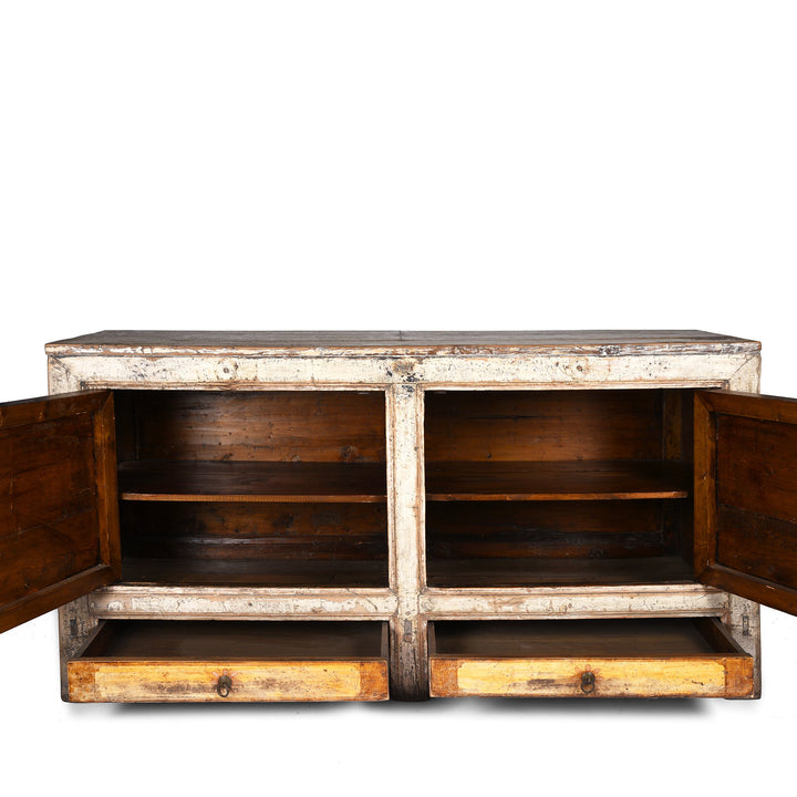 2 Door White Painted Mongolian Sideboard - 19thC | Indigo Antiques