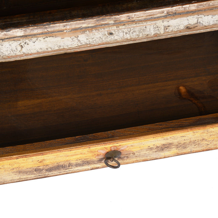 Open Drawer Detail from an antique 2 Door White Painted Mongolian Sideboard - 19thC | Indigo Antiques