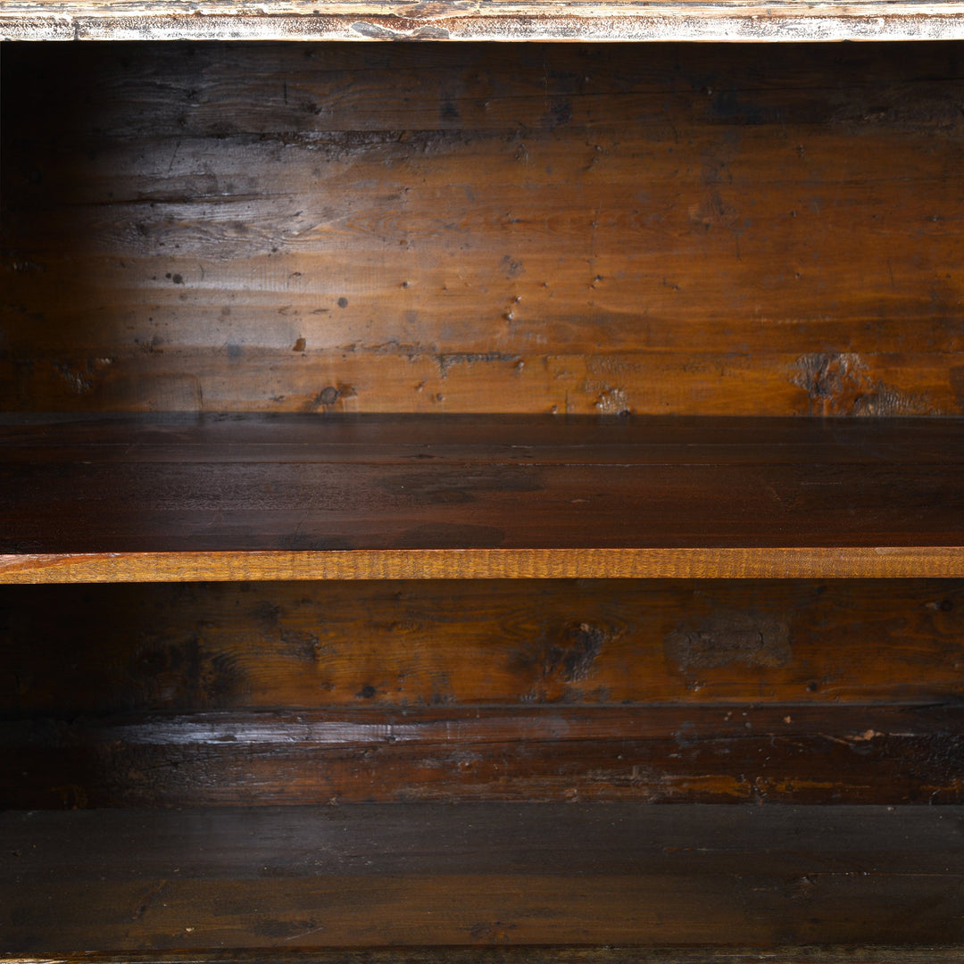 Shelf detail from an antique 2 Door White Painted Mongolian Sideboard - 19thC | Indigo Antiques