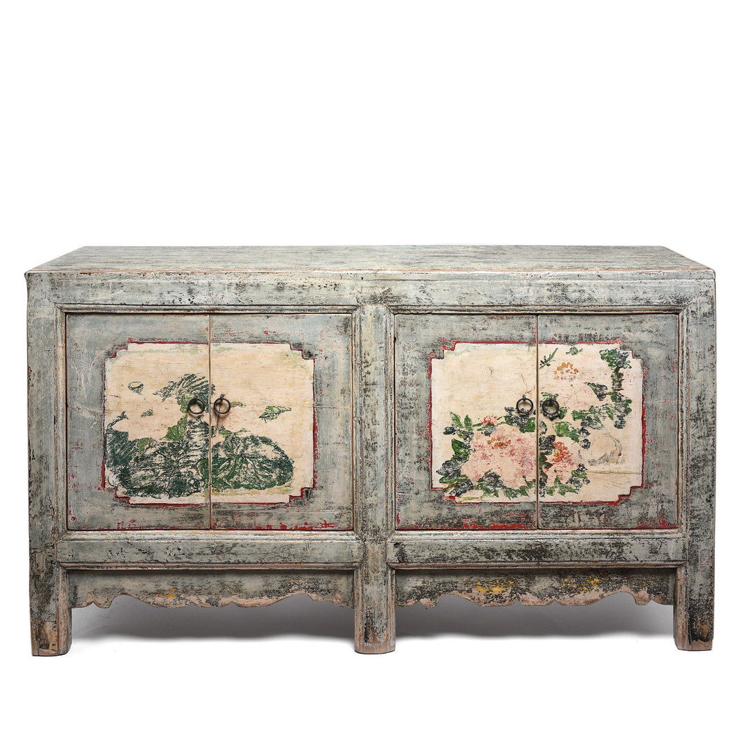 4 Door Painted Mongolian Sideboard - Ca 1920 | Indigo Antiques