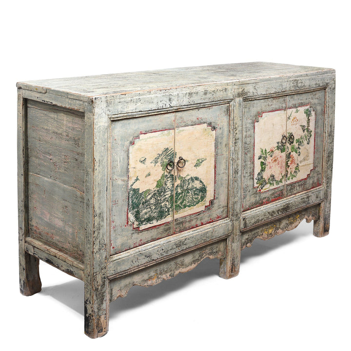 Side View Of 4 Door Painted Mongolian Sideboard - Ca 1920 | Indigo Antiques