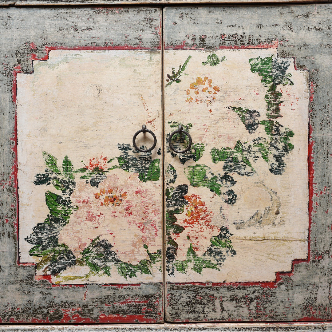 Painting Detail From 4 Door Painted Mongolian Sideboard - Ca 1920 | Indigo Antiques