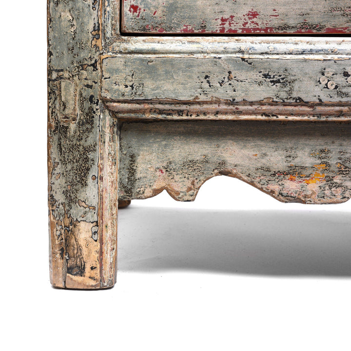 Leg Detail From 4 Door Painted Mongolian Sideboard - Ca 1920 | Indigo Antiques