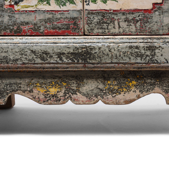 Carving Detail From 4 Door Painted Mongolian Sideboard - Ca 1920 | Indigo Antiques