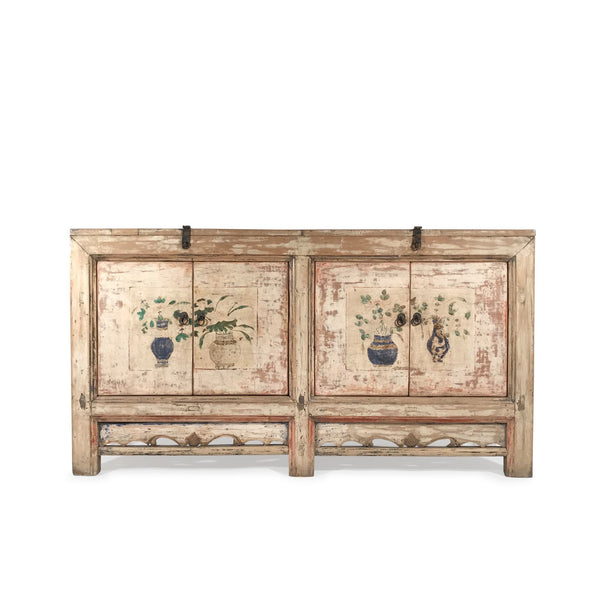 4 Door Pale Painted Mongolian Sideboard - 19thC