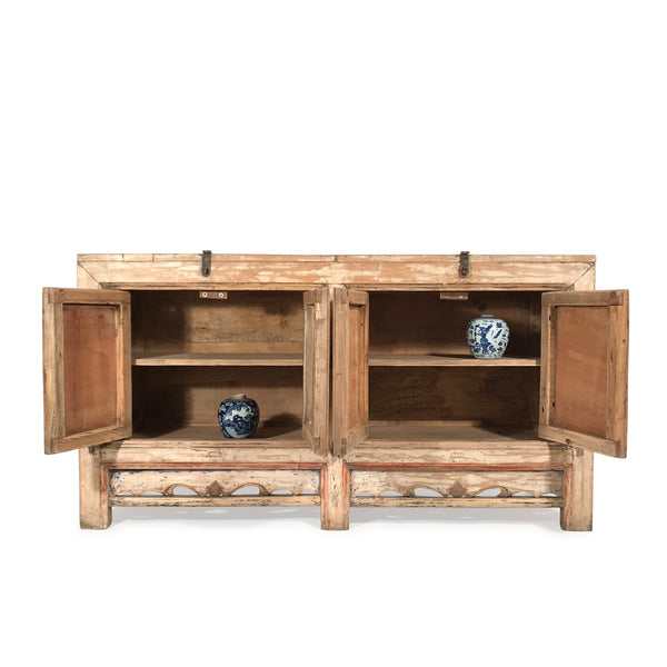 4 Door Pale Painted Mongolian Sideboard - 19thC