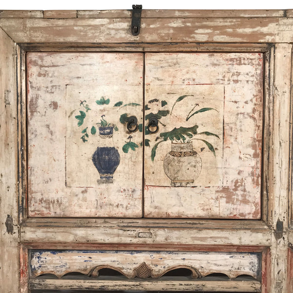 4 Door Pale Painted Mongolian Sideboard - 19thC
