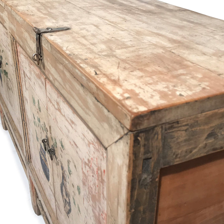4 Door Pale Painted Mongolian Sideboard - 19thC