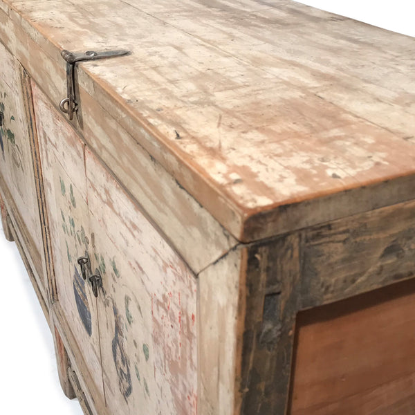 4 Door Pale Painted Mongolian Sideboard - 19thC
