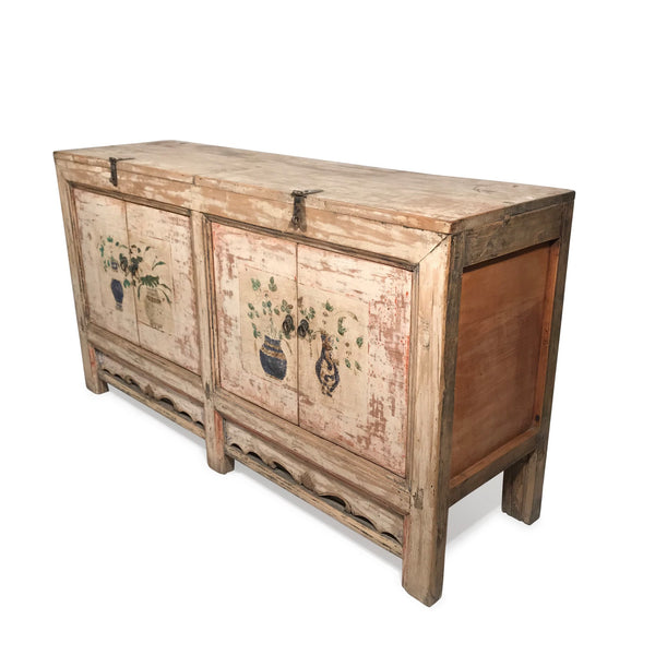4 Door Pale Painted Mongolian Sideboard - 19thC