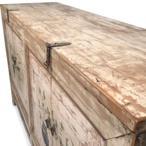 4 Door Pale Painted Mongolian Sideboard - 19thC