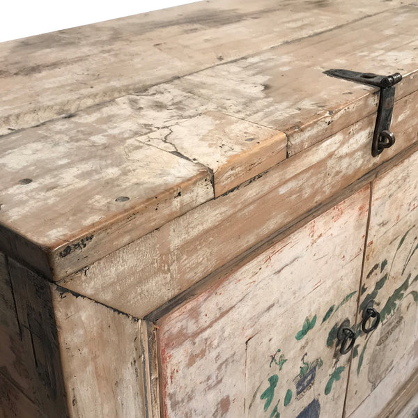 4 Door Pale Painted Mongolian Sideboard - 19thC