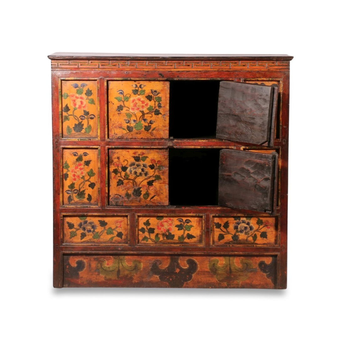 Antique Painted Tibetan Altar Cabinet - 19thC | Indigo Oriental Antiques