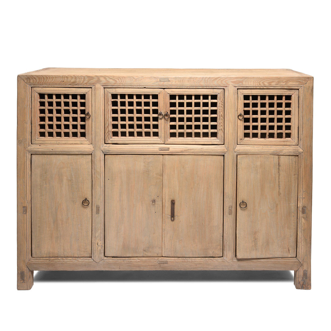 Bleached Lattice Kitchen Cabinet From Tianjin - Late 19thC