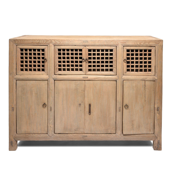 Bleached Lattice Noodle Cabinet From Tianjin - Late 19thC