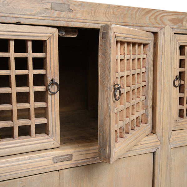 Bleached Lattice Noodle Cabinet From Tianjin - Late 19thC