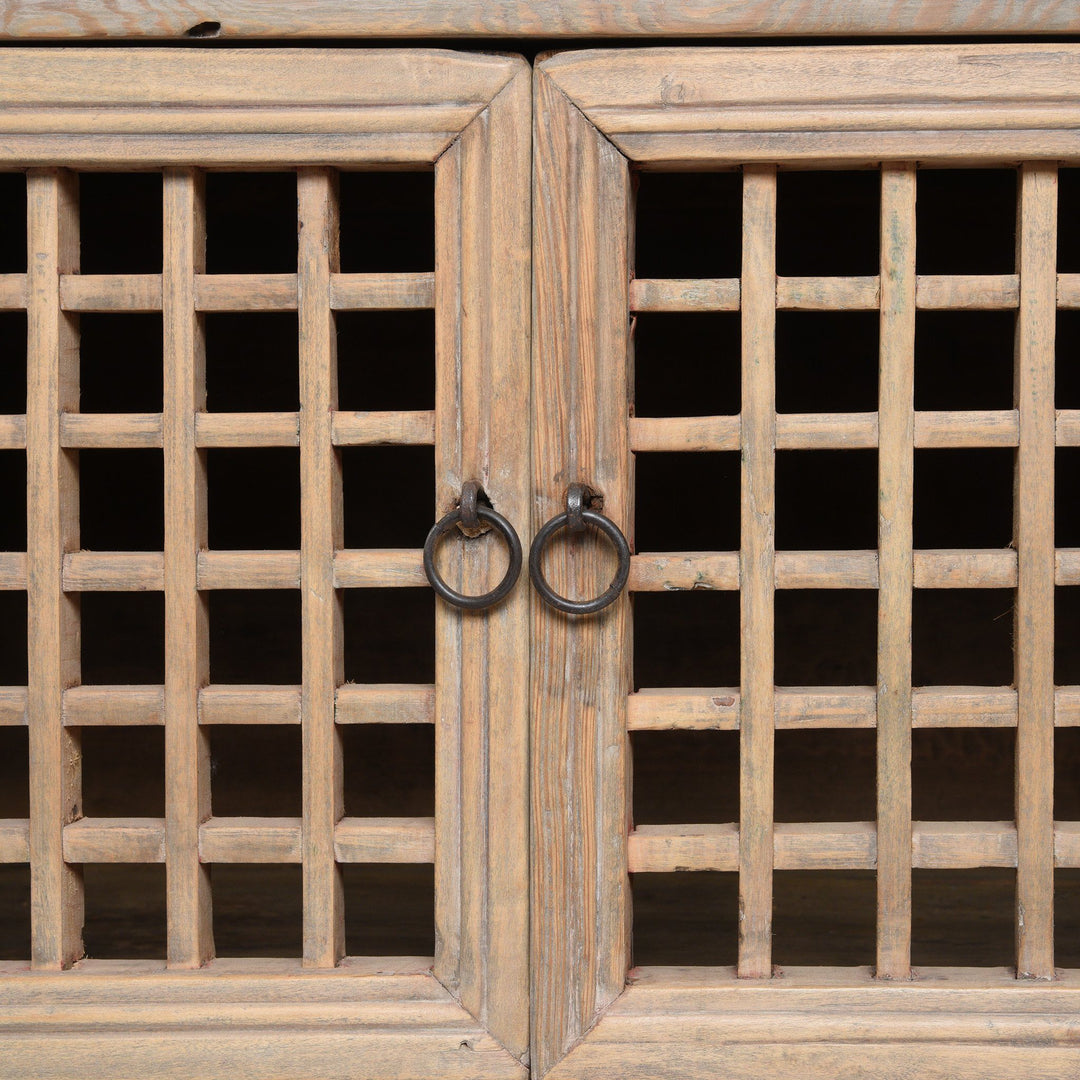 Bleached Lattice Kitchen Cabinet From Tianjin - Late 19thC