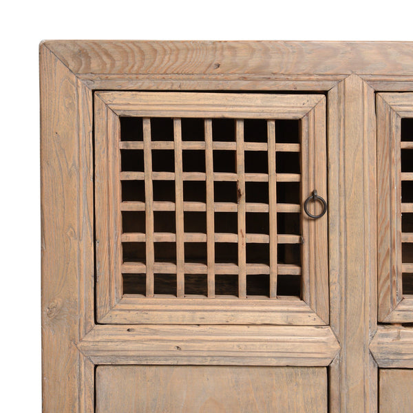 Bleached Lattice Noodle Cabinet From Tianjin - Late 19thC