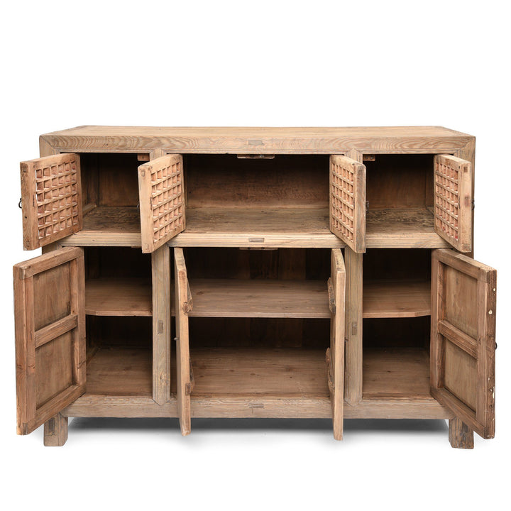 Bleached Lattice Kitchen Cabinet From Tianjin - Late 19thC