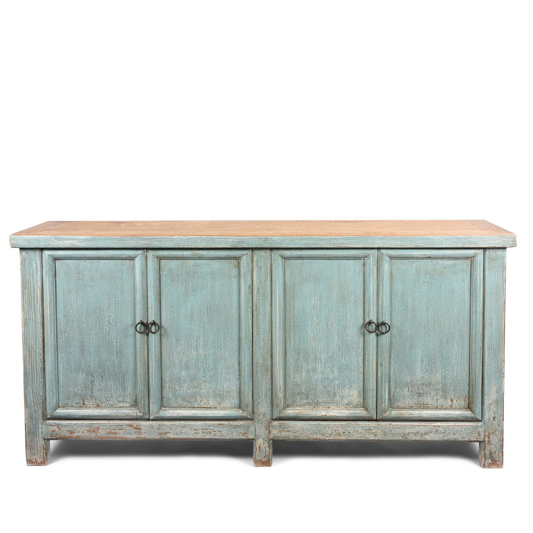 Blue 4 Door Sideboard Made From Reclaimed Pine | Indigo Antiques