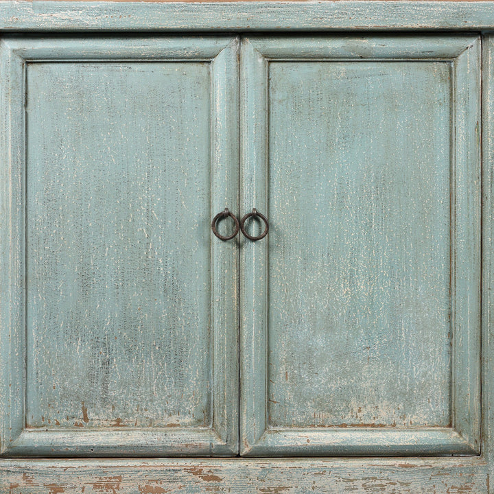 Doors Detail From Blue 4 Door Sideboard Made From Reclaimed Pine | Indigo Antiques