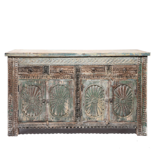 Carved Indian Sideboard Made From Old Reclaimed Teak