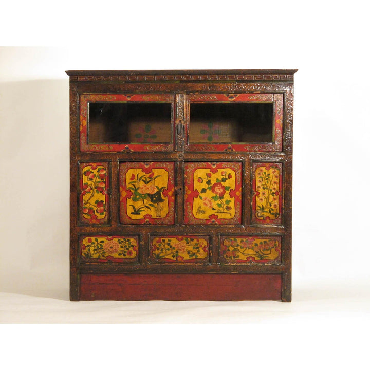 Early 20thC Tibetan Altar Cabinet With Original Painting | Indigo Oriental Antiques