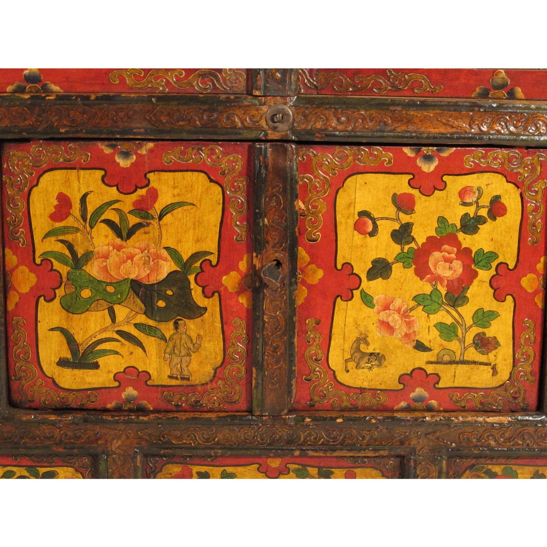 Early 20thC Tibetan Altar Cabinet With Original Painting | Indigo Oriental Antiques