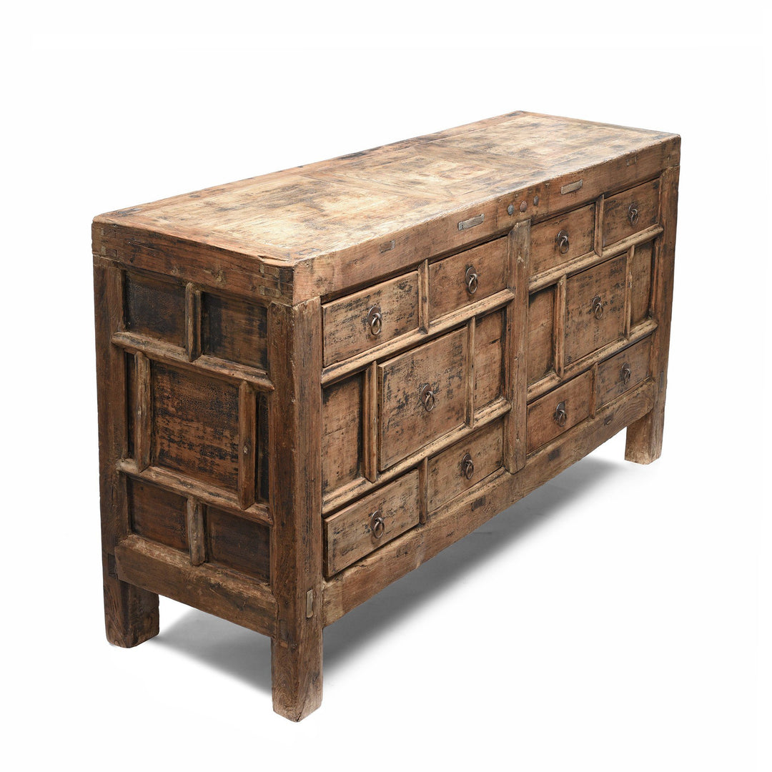 Side detail of a Bleached Elm Chinese Chest Of Drawers From Gansu - Late 19thC | Indigo Antiques