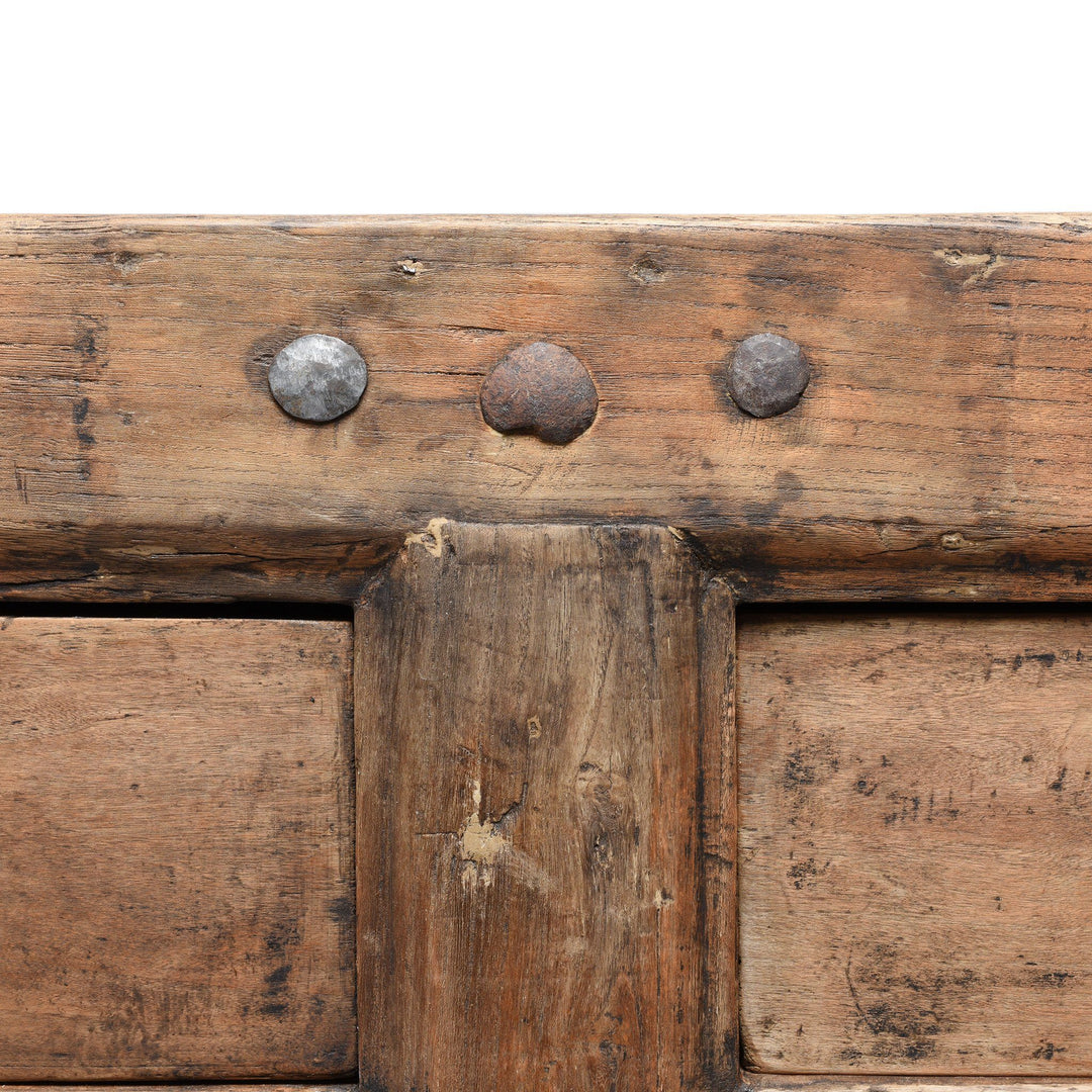Iron detail of a Bleached Elm Chinese Chest Of Drawers From Gansu - Late 19thC | Indigo Antiques