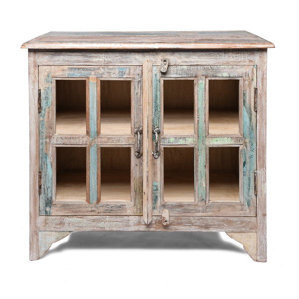 Glazed Book Cabinet Made From Painted Reclaimed Teak