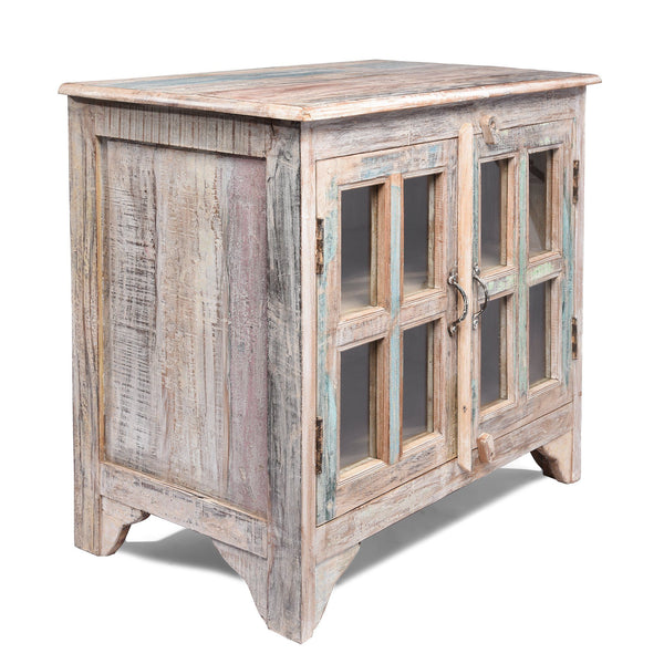 Glazed Book Cabinet Made From Painted Reclaimed Teak