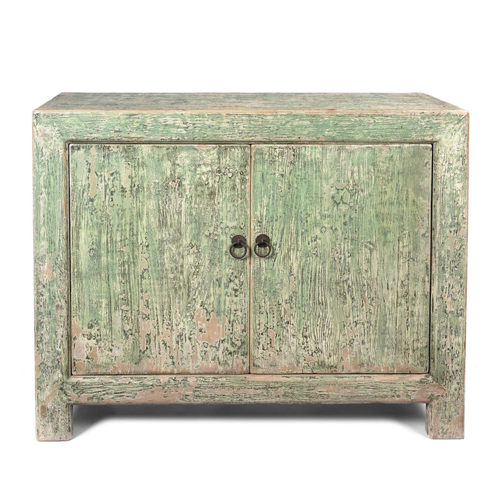 Green Rustic Chinese 2 Door Sideboard Made From Reclaimed Pine | Indigo Antiques