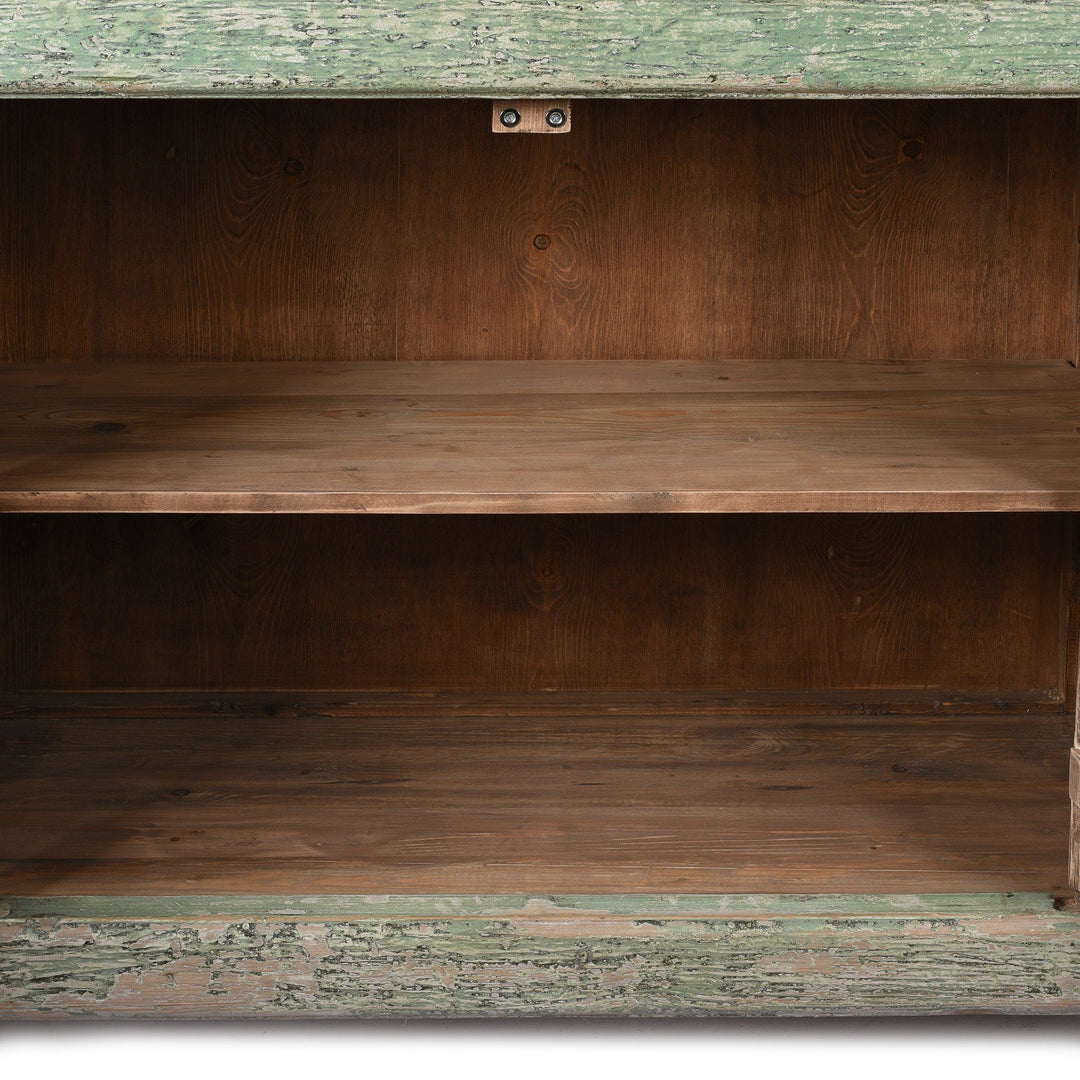 Green Rustic Chinese 2 Door Sideboard Made From Reclaimed Pine | Indigo Antiques