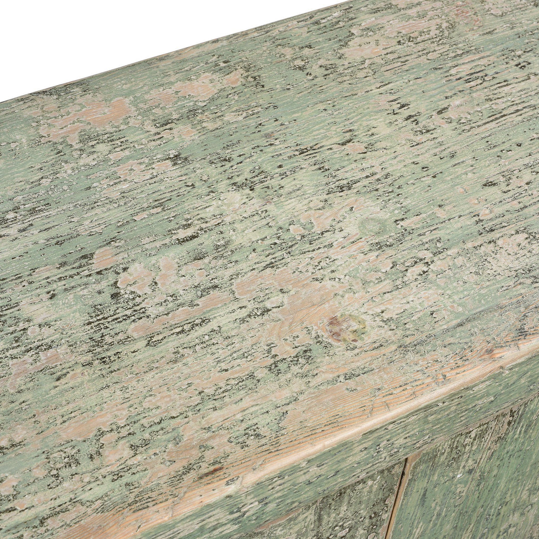 Green Rustic Chinese 2 Door Sideboard Made From Reclaimed Pine | Indigo Antiques