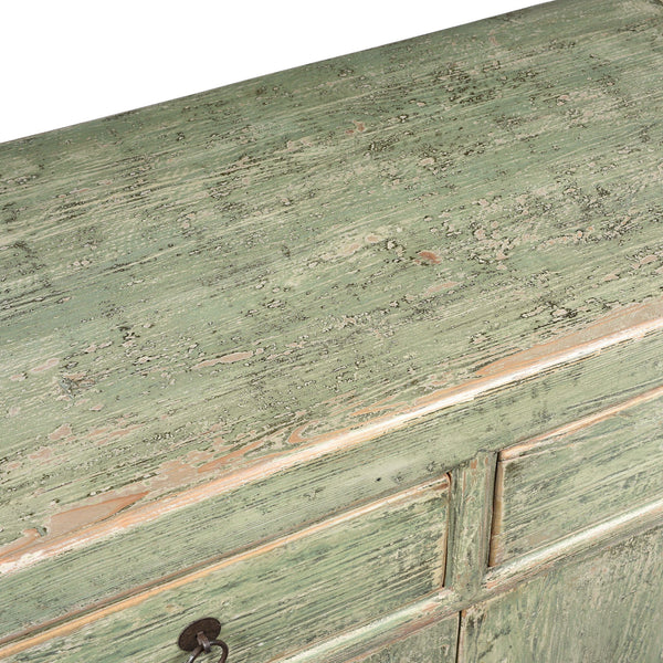 Green 2 Drawer Sideboard Made From Reclaimed Pine