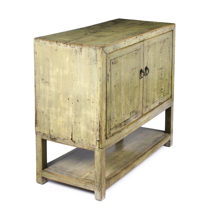 Chinese Grey Lacquer Side Cabinet Made From Reclaimed Pine | Indigo Antiques