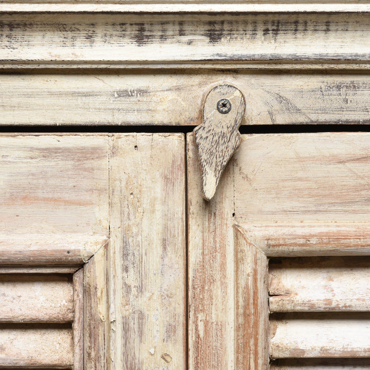 Lock Detail of a Indian Reclaimed Wood Louvred 2 Door Sideboard | Indigo Antiques