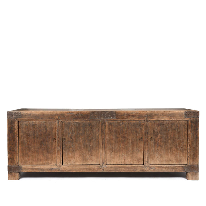 Antique Iron Bound Elm 4 Door Long Sideboard From Mongolia - 19thC | Indigo Antiques
