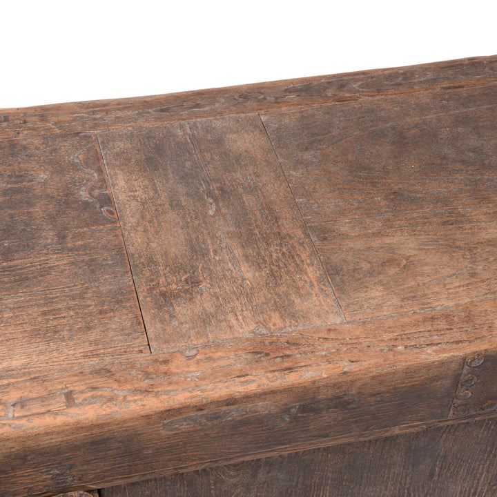 Antique Iron Bound Elm 4 Door Long Sideboard From Mongolia - 19thC | Indigo Antiques