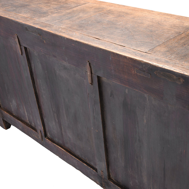 Antique Iron Bound Elm 4 Door Long Sideboard From Mongolia - 19thC | Indigo Antiques
