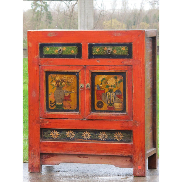 Mongolian 2 Drawer Elm Sideboard With Original Paint - 19thC